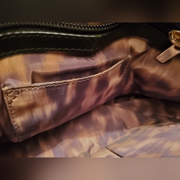 Stuart Weitzman Black Nylon Flap/ Gold Metallic hobo purse bag - Picture 9 of 10